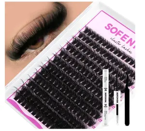 Lash Clusters Kit 80D Lash Clusters Kit 10-18mm Volume Eyelash Clusters D Curly Cluster Eyelash Extensions 3D Wispy Lashes Cluster DIY Lash Extension Kit(80D-10-18MIX Thick Kit)