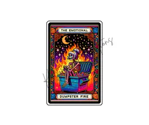The Emotional Dumpster Fire Tarot Card • Tee Shirt T-Shirt Unisex Sublimation Cute Graphic Skull