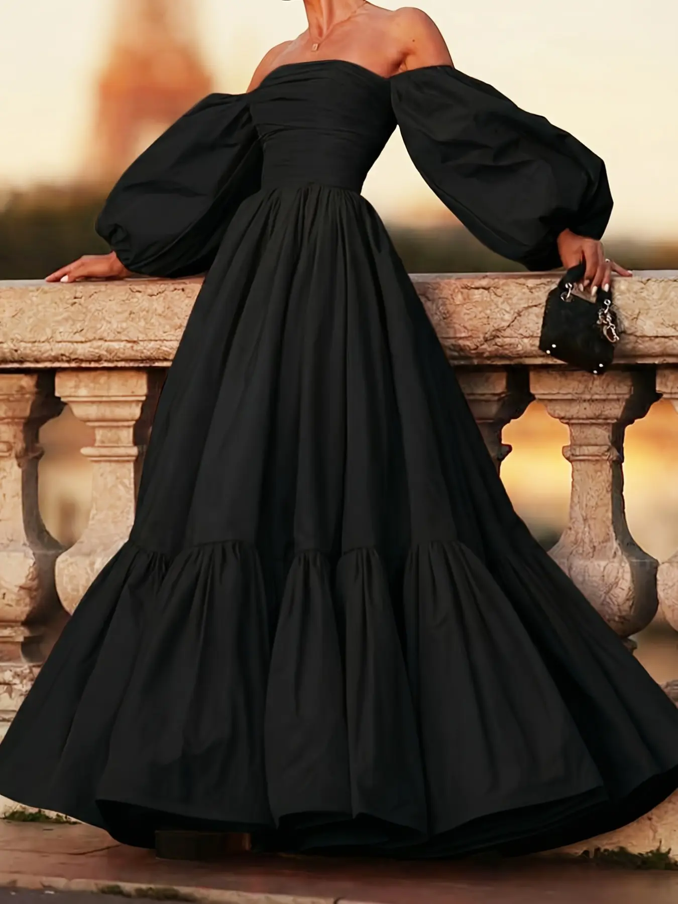Women's Off-Shoulder Long Dress, Chic Elegant Party Gown, Pure Color Formal Evening Wear, Bridal Bridesmaid Dress, Stylish Event Attire