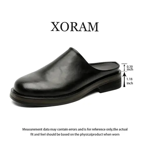 XORAM Men's Non-Slip Mules, The four seasons in 2026 New Release, Round Closed Toe, Outdoor Thick Height-Increasing Sole, Backless Slide-On Footbed Walking Shoes Black, Non Slip Mules, Slide-On Mules,ArchSupportComfortShoes