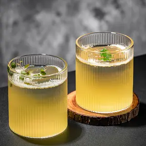 High boron glass Japanese hammer pattern vertical pattern transparent drinking water household teacup wine cup ins cold drink juice coffee cup