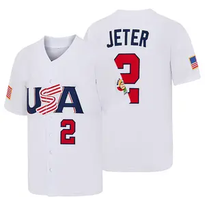 Men's #2 Derek Jeter 2006 USA World Baseball Classic Baseball jersey,Number Stitching Baseball Apparel,Fan Gift