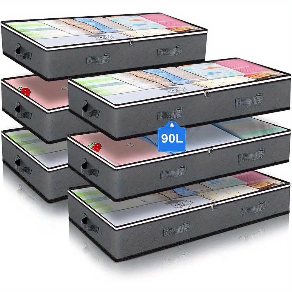 Under Bed Storage Box, 1 Set Foldable Household Large Capacity Storage Organizer for Blankets, Towels, Comforter, Sweaters, Multifunctional Storage Ba