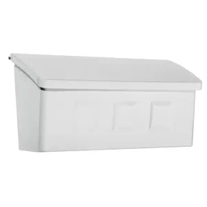 Architectural Mailboxes 5007874 Wayland Galvanized Steel Wall-Mounted White Mailbox, 4.13 x 14.65 x 7.13 in.