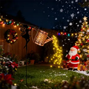 Solar Outdoor Garden Lights Solar Peony Water Kettle Lanterns Minimalist Fairy Kettle Light with Flashing Warm White Flowing Light String for Garden Courtyard Lawn Porch Decoration and Christmas Gift