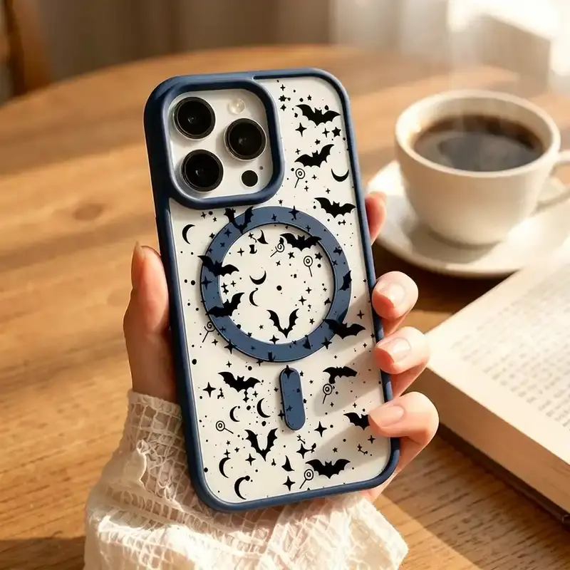 Vintage Bat MagSafe Smartphone Case - Shockproof Acrylic with TPU Soft Shell, Lightweight Protective Cover for iPhone 16/16 Plus/15/14 Pro Max/13/12/11