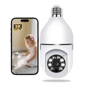 Outdoor Security Camera Bulb Style, Light Bulb Camera, 360° Home Indoor/outdoor Camera with Motion Detection Alarm, Two-Way Talk, Color Night Vision