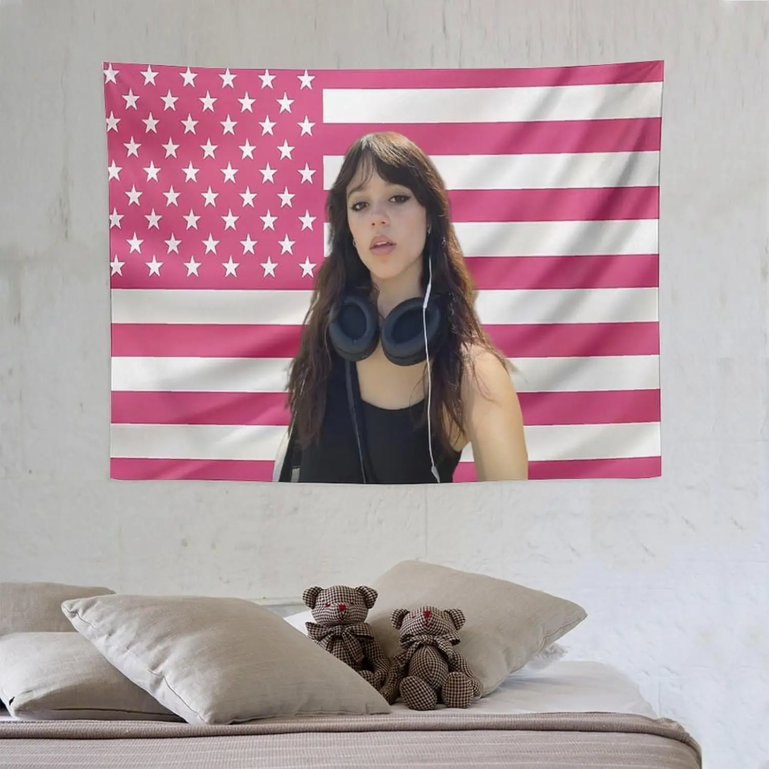 Jenna Ortega American Star Design Tapestry - Synthetic Polyester Blush Print, Light-Durable, Anti-Pilling Letters, 40x30in(102x76cm) Multi-Size Option, Classic Indoor Home Decor for Fans’ Gifting Needs, Decorating