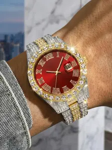 Men's Hip Hop Ice Sensation Moissanite Quartz Watch, Roman Numeral Dial, Luxury Packaging, Perfect Gift for Birthdays, Anniversaries, Father's Day