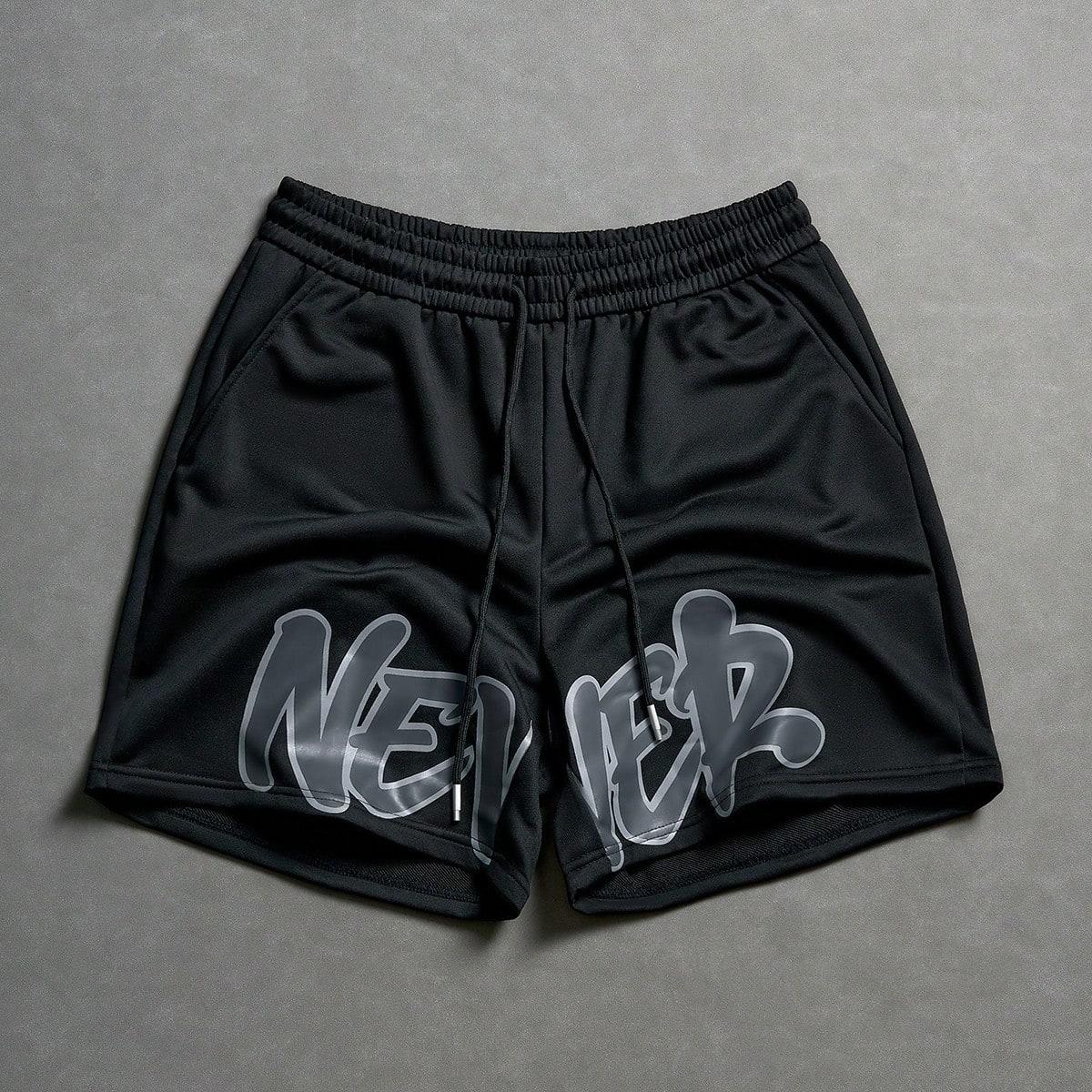 Men’s summer athletic shorts made from quick-dry, lightweight, breathable fabric with letter print; elastic waistband for comfort; loose fit—ideal for running, fitness, cycling, basketball, tennis, and outdoor activities.