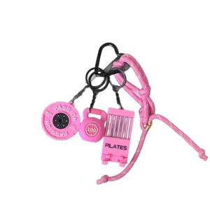 PVC Sports Gym Accessory Keychain, Adorned with Kettlebell, Dumbbell, and Weight Plate Charms, Ideal Gift for Pilates Lovers
