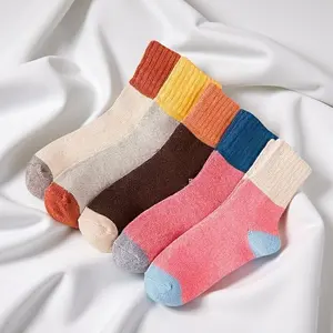 5 pairs unisex striped plush socks mid tube warm comfortable fabric perfect for cold seasons casual style multifunctional use hand wash recommended stylish comfort