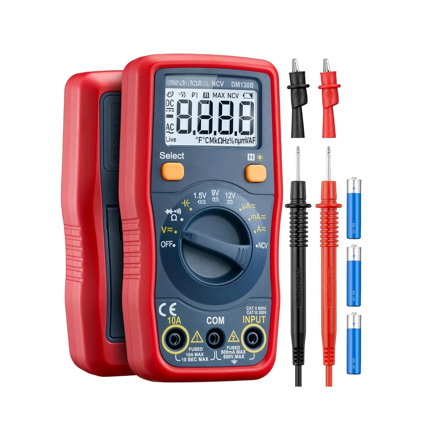 Digital Multimeter, Voltmeter 1.5v/9v/12v   Tester Auto-Ranging/Ohmmeter/DMM with NCV Function, Accurately Measures  Current Amp Resistance Capacitance