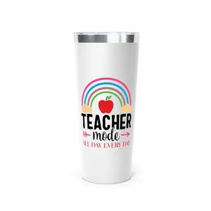 Copper Vacuum Insulated Tumbler - Teacher Mode Rainbow Tumbler | Insulated Coffee Mug, Teacher Gift, Back to School, Personalized Drinkware, Fun Classroom Accessory, Durable Stainless Steel, Spill-Resistant Lid, Portable Water Bottles