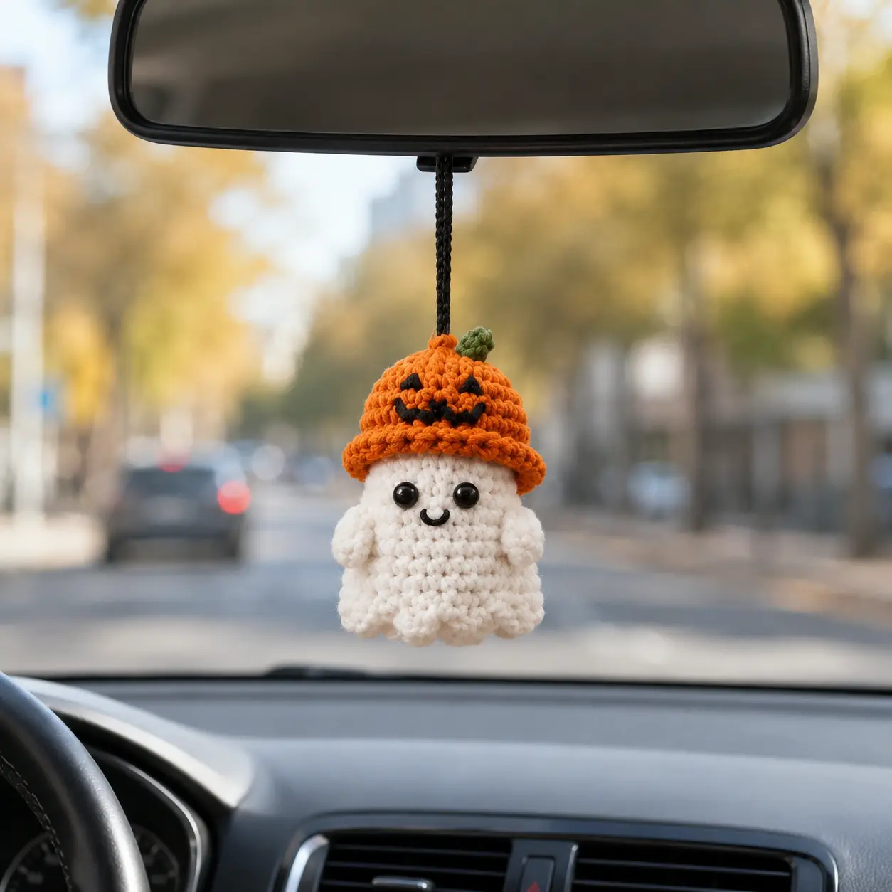 Crochet Halloween Ghost Hanging, Halloween Crochet, Spooky Car Hanging, Cute Ghost Amigurumi Halloween Decor,Home Decor Keychain