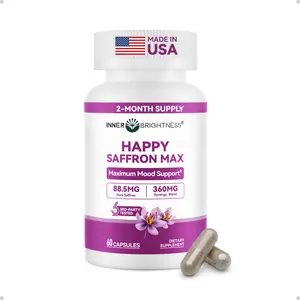 Happy Saffron Max, 88.5mg Saffron plus Magnesium, Ashwagandha & L-Theanine, Boost Energy & Mood, Support Eye & Heart Health – 60 Veg Capsules, Non-GMO, Made in USA, 2-Month Supply