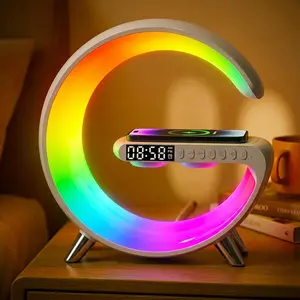 LED Table Lamp  Clock for Bedroom with    Speaker, App Controlled Night Light for , Christmas Birthday Gifts for Teens Adults Desk Office Bedroom Decor (White)