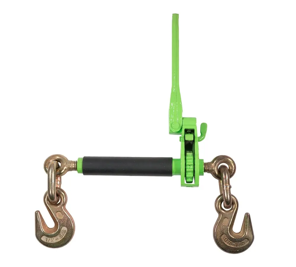 1/2" - 5/8" Hi-Viz Green Heavy Duty Folding Handle Ratchet Load Binder w/Grab Hook 18,100 lbs WLL | Tie Down Hauling Chain Binders for Flatbed Truck Trailer
