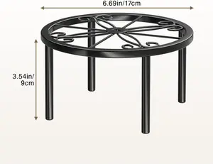 6.7 IN Plant Stand 1 PIC Metal Flower Pot Holders Indoor Tall 3.5'' Plant Rack Plant Riser Plant Shelf Accessories For Living Room Balcony Round Black