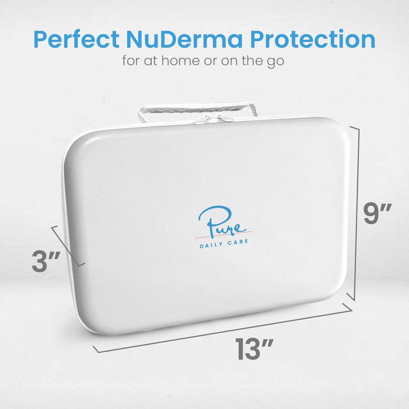 Pure Daily Care Premium Travel Case for NuDerma Wands - Shock Resistant Waterproof Zipper Closure - Compact 13x9x3 inch Storage for 6 Wands & Base Handle