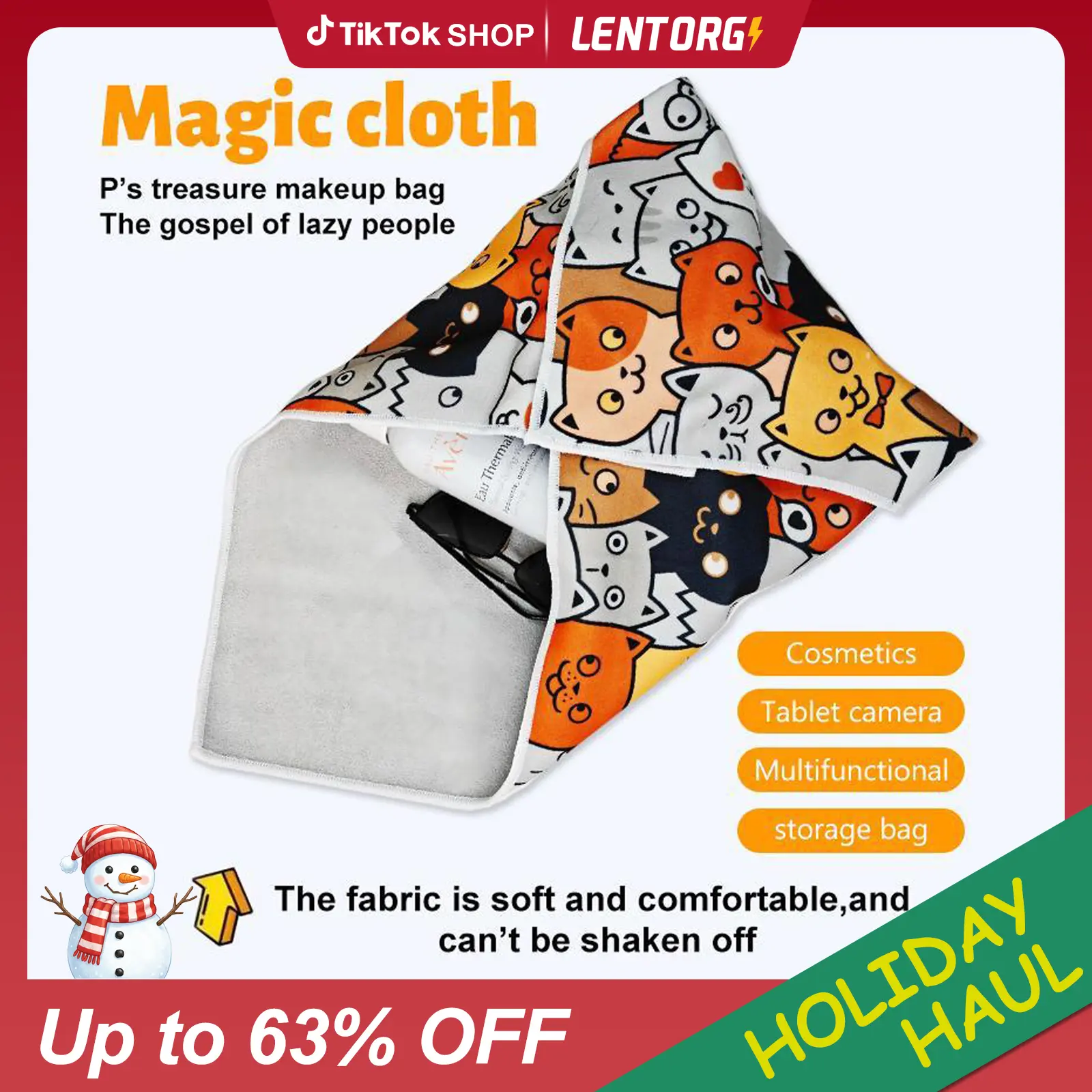Lentorgi-Magic Self-Adhesive Cloth, Open Lay Flat Makeup Bag, Portable Cosmetic Bag, Travel Makeup Bag For Lazy People, Camera Protective Wrap Lens Protector, Multi-functional Self-Adhesive Cloth