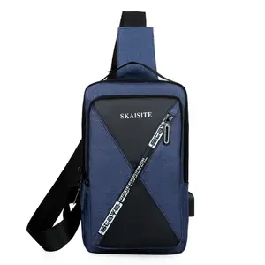 Nylon Sling Bag With USB Port, Multiple Pocket, Travel Hiking Daypack, Shoulder Bag, Crossbody Sling Bag, Multifunctional Design