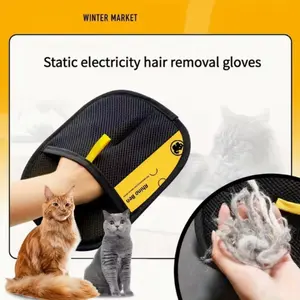 Upgrade Version Large Pet Static Hair Removal Glove, Polypropylene Cat Grooming Glove with Accents, 25cm X 18cm, Efficient Fur & Dander Remover, Deshedding Tool