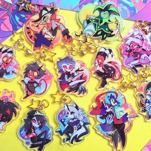 Helluva Boss Acrylic Epoxy Keychains, Blitz Stolas Moxxie Millie Asmodeus Fizz Fizzarolli Blitzo Stolitz Keychain charm Loona Via