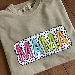 Mama Dalmatian Pattern Comfort Colors Neutal Womenswear Tee Shirt  Top Tshirt Summer Crewneck Casual Comfortable Lady Soft Style