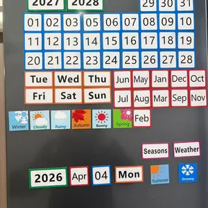 Magnetic Refrigerator Magnets Set, Perpetual Calendar Kit (includes Date Tags Weather Stickers Season Labels), Home Decor Kids Cognitive Learning