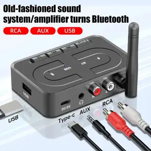 Bluetooth 6.0 Hi-Fi Stereo Wireless Audio Receiver, 3.5mm Jack AUX/2RCA USB Audio Adapter Accessories with RCA Cable for PC, Car Speaker Amplifier, Tech Accessories (Outdoor Use), Bluetooth Car Adapter, Amplifier Adapters