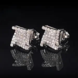 [ICE HUE]18K Gold Vacuum Plated S925 with 5A+ Sri Lanka Moissanite Earrings, Luxury Unisex Stud Earrings for Men Women, Hip Hop Sporty Style, Classic Daily Wear Casual Fashion Jewelry Gift Idea