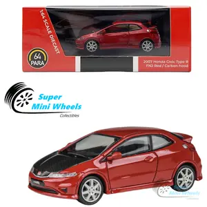 PARA64 - Honda 2007 Civic Type R FN2 Euro - Milano Red w/Carbon Hood - 1:64 Model