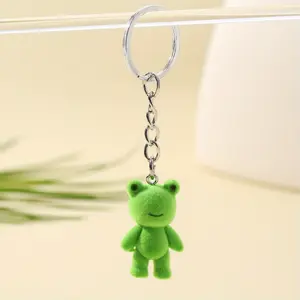 1PC Cute three-dimensional plush frog keychain pendant, car keychain pendant, bag pendant