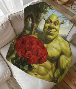 Funny roses and ogre Blanket | Romantic Character Art