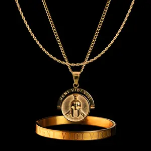 "Veni Vidi Vici" Necklace + Bracelet Set for Men