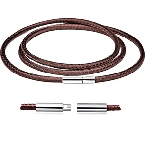 Leather Necklace Cord, 18inch-24inch Waterproof Rope Necklace for Men Women, 316L Stainless Steel Clasp, 2/3mm Width Leather Necklaces for Mens