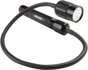 Pelican White LED Hands-Free Flashlight - 65 Lumens, Black Aluminum Body, 2 AA Alkaline Batteries Included (Model 2365-015-110)
