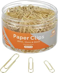 500pcs Gold Paper Clips Assorted Sizes Small Medium Large for Home School Office