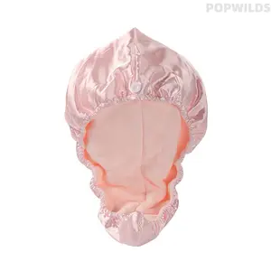 Women’s Satin Lined Hair Drying Cap, Double Layer Coral Fleece Towel Turban, Super Absorbent Quick Dry Shower Hair Wrap, Soft Cute Bath Head Towel for Wet Hair, Anti Frizz Spa Cap for Home, Travel & Self Care Routine