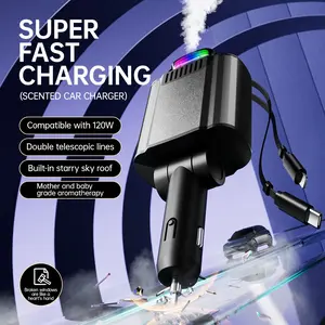 45w Car Charger with Super Fast Charging, Mother And Baby Grade Aromatherapy, Starry Sky Projection Lamp, Safety Hammer, Window Breaker, Two Extensible Fast Charging Cables, Double Telescopic Lines, PD Quick Charge Port