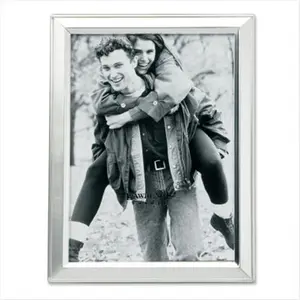 212 MAIN Brushed Satin Silver-Plated 3x5 Heavy-Weight Metal Photo Frame, Velvet Backing, Baby Wall Display Decor