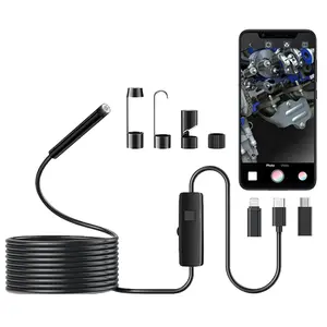 JSE Endoscope Camera with Light, 16.4FT Waterproof Borescope 1920P HD, Semi-Rigid Cable, 8 Adjustable High Brightness LED Lights Inspection Snake Camera for iPhone, Android, iPad