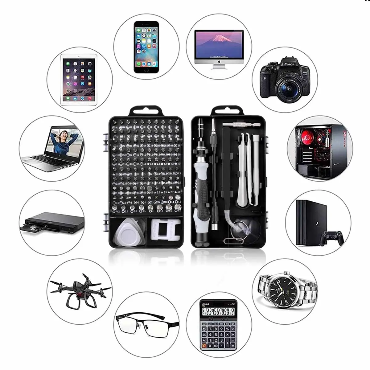 115 in 1 Precision Screwdriver Set, Professional Magnetic Repair Tool Kit with Portable Bag for Computer, Mobile Phone, Laptop, Tablet, Game Console, Watch, Camera, Eyeglasses, Electronics, DIY Projects