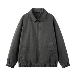 American Retro Wash Detroit Workwear Reversible Collar Jacket, Men’s Trendy Brand, Loose Fit, Versatile, Casual Outerwear