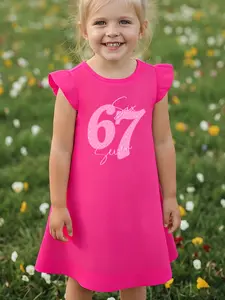 Easter '67six Seven' Print Dress, Girls Casual Sporty Sleeveless Dress, Kpop Fan Benefit Clothes, Spring Summer Gift