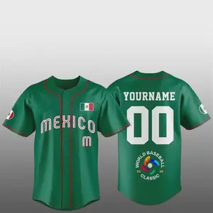 Custom Mexico Baseball 2026 World Baseball Classic Jersey Print For Fan Gear - full size Adult and Youth