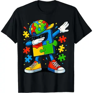 Dabbing Puzzle Autism Awareness T-Shirt