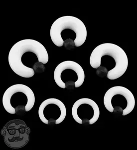 White Glass Captive Ring