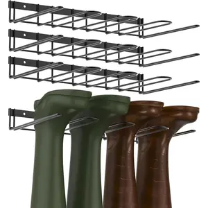 Wader Hanger 4Pack, Boot Rack for Tall Booots, Metal Wire Organizer for Entryway Matte Black...